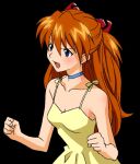  1girl blush breasts dress female game_cg girlfriend_of_steel hair_between_eyes hair_ornament long_hair monochrome neon_genesis_evangelion neon_genesis_evangelion:_iron_maiden open_mouth solo soryu_asuka_langley twintails 