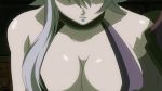  1girl animated animated_gif areola_slip areolae bare_shoulders bouncing_breasts breasts female large_breasts long_hair nipple_slip nipples queen&#039;s_blade shizuka_(queen&#039;s_blade) solo white_hair 