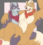  anthro blush canine carrying duo fox fox_mccloud male male/male mammal muscular muscular_male nintendo nude soliscanis star_fox video_games wolf wolf_o&#039;donnell 