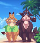  anthro beach big_breasts bikini blue_eyes breasts camel_toe cetacean clothing dessert duo eyelashes female food hand_holding hi_res ice_cream male mammal marine mrsk nipple_bulge orca seaside swimsuit unknown_species whale wide_hips yellow_eyes 