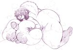  2018 anthro areola big_breasts big_butt big_nipples black_nose breasts butt canine dog duo female hair hair_over_eyes holding_breast huge_breasts huge_butt hyper hyper_breasts male male/female mammal mcsweezy monochrome nipples oracle_(vhsdaii) penis sex sheepdog short_hair simple_background sketch smile sweat teeth thick_thighs titfuck vein veiny_penis voluptuous white_background 