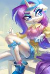  2018 breasts cellphone clothed clothing colored_nails cutie_mark equine eyeshadow female footwear friendship_is_magic hair hat hi_res holding_cellphone holivi long_hair makeup mammal my_little_pony outside phone rarity_(mlp) solo 