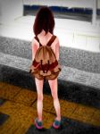  1girl backpack bag black_socks brown_hair cotowari female from_back nude socks solo thighhighs 