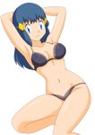  1girl absurdres armpits arms_up black_background black_bra blue_eyes blue_hair bra breasts censored chro_(rulurullu) closed_mouth collarbone creatures_(company) erect_nipples eyebrows_visible_through_hair female game_freak grey_bra grey_panties hair_ornament hands_behind_head highres hikari_(pokemon) legs lingerie long_hair looking_at_viewer medium_breasts midriff navel neck nintendo panties pokemon pokemon_(anime) pokemon_(game) pokemon_dp_(anime) pokemon_dppt shiny shiny_skin simple_background smile solo thighs third-party_edit underwear vector_trace 