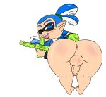  1boy anus ass bluelimelight eyebrows fangs huge_ass inkling nintendo one_eye_closed open_mouth penis simple_background solo splatoon testicles toes transparent_background 