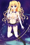  boots breasts cleavage commentary_request elbow_gloves enu_naitsu gloves sky space star_(sky) starry_sky thigh_boots thighhighs two_side_up 