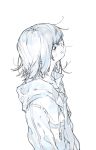  bad_id bad_twitter_id blue closed_eyes commentary_request crying daruma_owl from_side highres hood hooded_jacket jacket long_sleeves monochrome open_mouth original profile short_hair simple_background solo white_background 