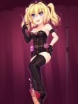  bdsm blonde_hair blue_eyes boots commentary_request dominatrix elbow_gloves enu_naitsu gloves sadism syringe thigh_boots thighhighs 