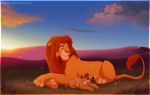  2012 day detailed_background digital_media_(artwork) disney duo feline feral grass hair kopa lion mammal outside paws red_eyes red_hair simba sky the_lion_king x-zelfa 