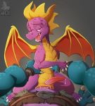  2018 anal anal_penetration bubba_(spyro) claws cum cum_in_ass cum_inside dragon duo erection feral first_person_view horn looking_at_viewer looking_pleasured male male/male open_mouth penetration penis purple_eyes purple_skin sex solo_focus spyro spyro_reignited_trilogy spyro_the_dragon teeth toe_claws tongue tongue_out video_games wings xnirox 