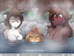  :3 anthro bathing biped black_ears black_nose blush breasts brown_ears brown_eyes brown_fur brown_hair brown_nose bubble canine chest_tuft detailed_background english_text eyebrows eyes_closed featureless_breasts feline female flora_(twokinds) fluffy fur geckoguy123456789 grey_eyes grey_fur group grumpy hair heterochromia hybrid inner_ear_fluff kathrin_(twokinds) keidran leopard long_hair mammal multicolored_fur natani nude orange_fur partially_submerged patreon rock short_hair smile snow_leopard text tiger tom_fischbach tuft twokinds water white_fur wolf yellow_eyes 