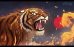  2015 black_bars black_lips digital_media_(artwork) feline feral fur mammal open_mouth orange_fur solo teeth tiger tongue whiskers x-zelfa yellow_eyes 