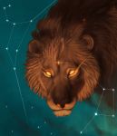  2018 brown_fur digital_media_(artwork) feline fur lion male mammal orange_eyes solo x-zelfa 