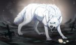  2017 blue_eyes canine claws digital_media_(artwork) feral fur grey_nose mammal open_mouth paws solo standing teeth tongue white_fur wolf x-zelfa 