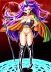  adorasvp1984 angela_(seiken_densetsu_3) armor bikini_armor boots breasts comic commentary_request green_eyes highres large_breasts long_hair magus_(seiken_densetsu_3) purple_hair seiken_densetsu seiken_densetsu_3 thigh_boots thighhighs 