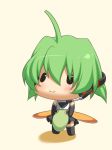  ahoge blush boots c: chibi fl-chan fl_studio green_hair headset official_art open_mouth simple_background uruido 