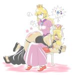  2girls ass bowsette butt_crack crown multiple_girls princess_peach spanking tagme zekel 