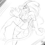  1girl animal_ears breasts capcom cat_ears claws dotintheparadox felicia female long_hair monochrome monster_girl muscle muscular_female sketch solo toned vampire_(game) 