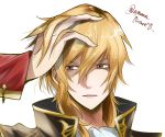  ayumun blonde_hair eltoshan_(fire_emblem) european_clothes fire_emblem fire_emblem:_seisen_no_keifu highres looking_at_viewer portrait red_eyes simple_background solo white_background 