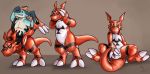  binturongboy digimon dragon female gender_transformation guilmon male_to_female presenting pussy rubber scalie sequence spreading symbiote transformation 