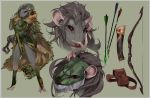  arrow bow breasts claws cleavage cloak clothed clothing female fox_xd fur hair hood kiguri leafs legwear looking_at_viewer mammal mask model_sheet pocket poison rat red_eyes rodent skaven warhammer_(franchise) warhammer_fantasy weapon wood_rat 