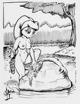  1999 animaniacs bath beiro breasts comic female mammal minerva_mink mink mitch_beiro mustelid nipples nude solo towel water 