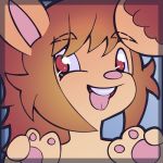  2015 3_fingers ambiguous_gender anthro brown_fur brown_hair buneary digital_drawing_(artwork) digital_media_(artwork) fur hair icon lagomorph mammal nintendo open_mouth pawpads paws pink_pawpads pok&eacute;mon pok&eacute;mon_(species) ponytail red_eyes solo teeth tommy_forte tongue tongue_out video_games yaoimeowmaster 