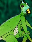  ambiguous_gender antennae anthro arthropod brown_eyes countershading elytron green_exoskeleton insect katydid mandibles multi_arm multi_limb simple_background skelebee solo unicorn_katydid 