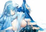  armor blue_eyes blue_hair breasts original pupps sword weapon 