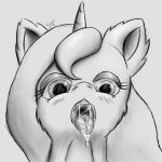  at_viewer cum cum_in_mouth cum_inside equine female friendship_is_magic horn horse looking_at_viewer mammal monochrome my_little_pony open_mouth pony princess_luna_(mlp) simple_background sketch solo tongue tunrae 