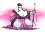  2018 big_breasts black_hair breasts canine cleavage clothed clothing conditional_dnp female fur hair japanese_clothing jollyjack katana kimono mammal melee_weapon muscular muscular_female solo sword weapon were werewolf white_fur wolf yellow_eyes 