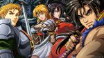  2girls 3boys black_hair blone_hair breasts cleavage green_eyes large_breasts long_hair multiple_boys multiple_girls sophitia_alexandra soul_calibur tagme taki 