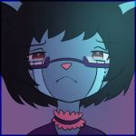  2016 animated anthro black_hair blue_fur brown_eyes cat choker crying digital_drawing_(artwork) digital_media_(artwork) eyewear feline fur glasses hair icon male mammal open_mouth pince-nez sad sharp_teeth solo tears teeth triste_miedo yaoimeowmaster 