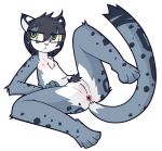  2018 anthro anus breasts clitoris digital_media_(artwork) feline female green_eyes hair hi_res leopard lying mammal nipples nude presenting presenting_anus presenting_pussy pubes pussy small_breasts snow_leopard solo spread_legs spreading young yukihyo 