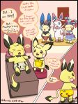  blush chuchu_yang cloth_diaper costume cub diaper diaper_change eeveelution hi_res mimikyu minun nintendo pichu pichuyang plusle pok&eacute;mon pok&eacute;mon_(species) sylveon video_games young 