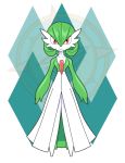  2018 alpha_channel dragon-fangx female front_view gardevoir green_hair green_skin hair hi_res nintendo not_furry pok&eacute;mon pok&eacute;mon_(species) red_eyes solo standing video_games white_skin 