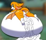  abdominal_bulge anal anus belly big_belly cum cum_inflation dust:_an_elysian_tail excessive_cum female fidget fur hi_res hyper hyper_belly inflation mammal nimbat open_mouth orange_fur ratchetsly skullman777 solo video_games wings 