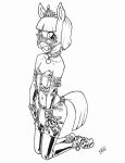  2018 anthro anthrofied armwear bhawk bit_gag black_and_white clothing collar corset crown cub cuffs_(disambiguation) elbow_gloves equine eyewear female friendship_is_magic gag glasses gloves horse kneeling legwear lingerie looking_at_viewer mammal monochrome my_little_pony panties pony stockings tiara underwear young zippoorwhill_(mlp) 