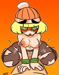  1boy 1girl arms_(game) bangs beanie blonde_hair bracelets breasts commission cowgirl_position food green_eyes hat jellot leggings mask min_min_(arms) nintendo nipples noodles penis pussy straddling thighs vagina 