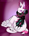  &lt;3 2018 3_fingers 3_toes ambiguous_gender big_ears biped butt claws digital_media_(artwork) fluffy hi_res looking_back lutriece_(xerawraps) manticore pawpads paws purple_eyes simple_background sitting solo solo_focus thick_thighs toe_claws toes tongue visionaryserpent wide_hips 