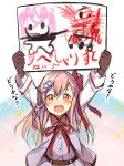  artbook children's_day commentary crayon drawing girls_frontline hair_ornament happy hexagram long_hair negev_(girls_frontline) open_mouth pink_hair red_eyes solo star_of_david translated younger yuuki_yuu 
