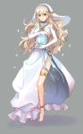  anklet barefoot cape dress elbow_gloves female_my_unit_(fire_emblem_if) fire_emblem fire_emblem_heroes fire_emblem_if gloves hairband jewelry long_hair mamkute my_unit_(fire_emblem_if) pointy_ears robaco simple_background solo thighlet 