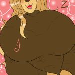  animated anthro big_breasts blush breasts canine clothed clothing dogmom english_text female hair huge_breasts mammal open_mouth smile solo sweater text tongue zeromccall 