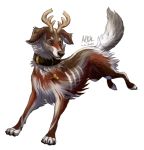  2017 aurru black_nose brown_fur canien canine collar digital_media_(artwork) dog feral fur hybrid mammal paws solo standing 