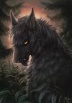  2017 amber_eyes aurru black_fur canine detailed_background digital_media_(artwork) feral fur mammal solo 