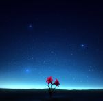  flower_request highres horizon kijineko night night_sky no_humans original outdoors red_flower sky star_(sky) starry_sky sunrise 
