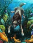  2018 aurru blue_eyes canine digital_media_(artwork) feral fish group looking_at_viewer mammal marine paws 