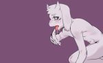  2018 abs anthro asriel_dreemurr_(god_form) boss_monster caprine cum cum_on_face fur goat horn long_ears male mammal navel nude open_mouth pecs rtr simple_background solo tongue tongue_out undertale video_games white_fur young 