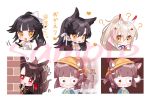  :3 :d afterimage akagi_(azur_lane) animal_ear_fluff animal_ears atago_(azur_lane) ayanami_(azur_lane) azur_lane bangs black_hair blue_sailor_collar blue_shirt blush bow brick_wall brown_hair cat_ears cat_girl cat_tail closed_mouth eyebrows_visible_through_hair fangs fangs_out fox_ears fox_girl fox_tail hair_between_eyes hair_bow hat headgear heart high_ponytail highres jacket katana kindergarten_uniform kitsune lifebuoy light_brown_hair looking_at_viewer military_jacket motion_blur multiple_girls mutsuki_(azur_lane) mutsuki_face open_mouth orange_eyes peeking_out pomu_(pomu_me) ponytail sailor_collar school_hat sheath sheathed shirt sleeveless sleeveless_shirt smile sword tail tail_raised takao_(azur_lane) translation_request weapon white_background white_bow white_jacket white_sailor_collar white_shirt yellow_hat yellow_neckwear 