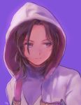  brown_eyes brown_hair closed_mouth commentary_request hood looking_to_the_side mizu_ramen purple_background revision simple_background solo 